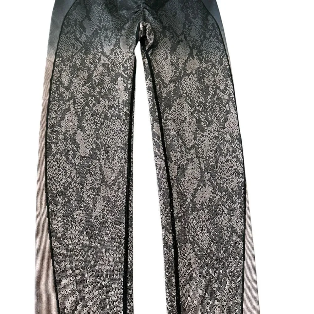 Designer Snake Print Athletic Leggings Workout Yoga Pants High Waist Compression - Picture 3 of 16